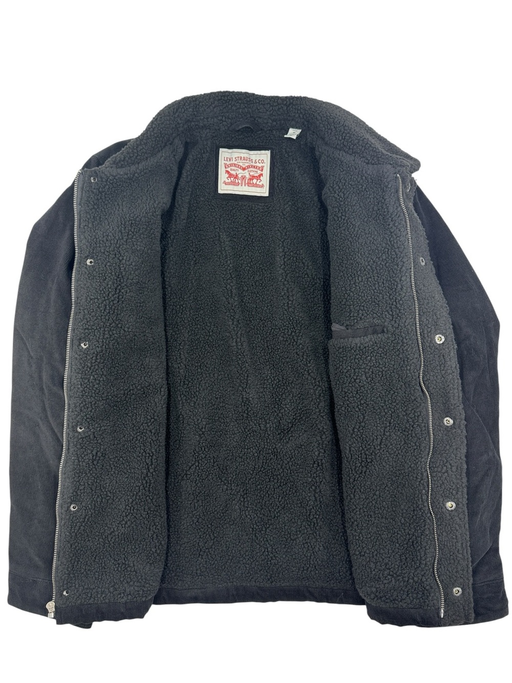 NWT Levi's Men's Black Corduroy Sherpa-Lined Trucker Jacket Size M - Picture 5 of 16